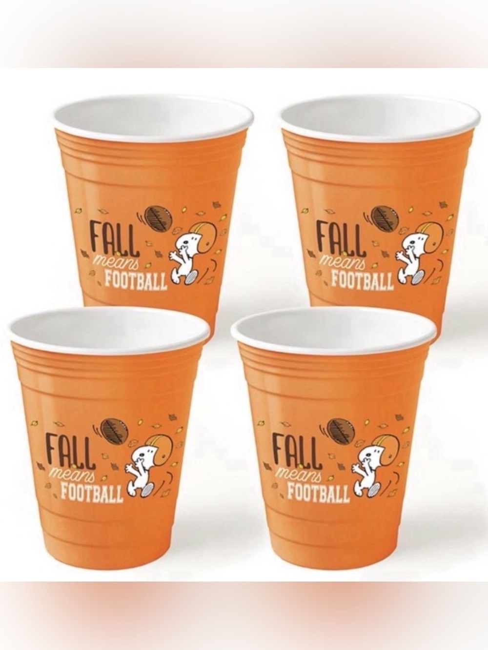 Peanuts Football 4 16oz Plastic Cups. NWT.